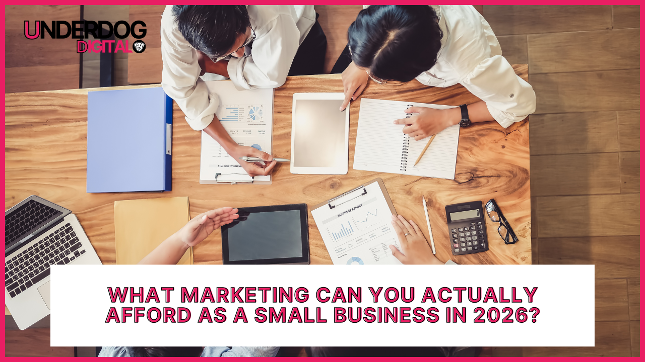 Small business owner reviewing affordable marketing budget and strategy options for 2026 growth